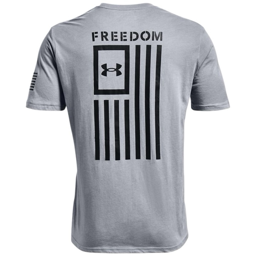Under Armour Men's Freedom Flag T-Shirt Steel Gray Black Small New With Tags